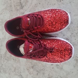Girls red sparkle tennis shoes